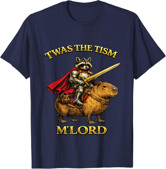 TWAS The Tism M Lord Funny Raccoon Hero Vintage Capybara T-Shirt - T-Shirt | Navy