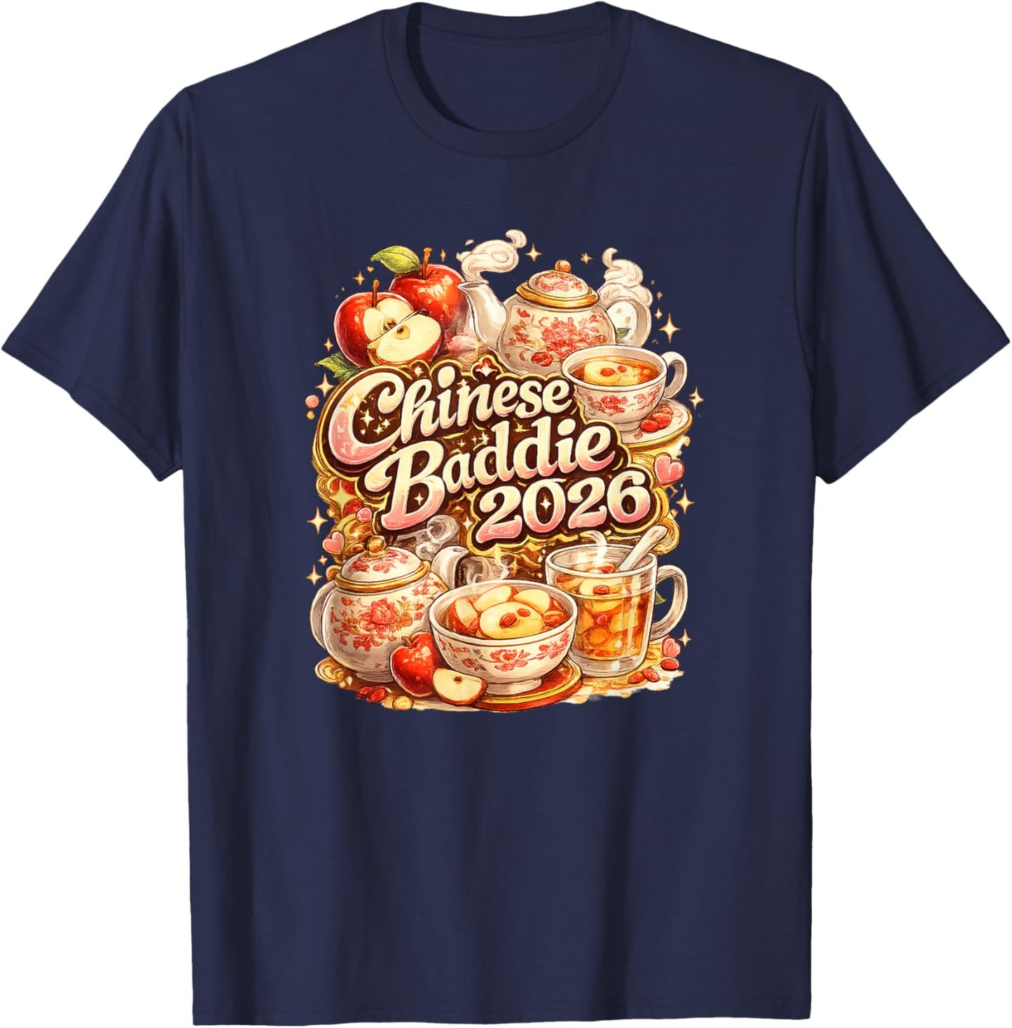 Chinese Baddie 2026 Boiled Apple Tea T-Shirt - T-Shirt | Navy