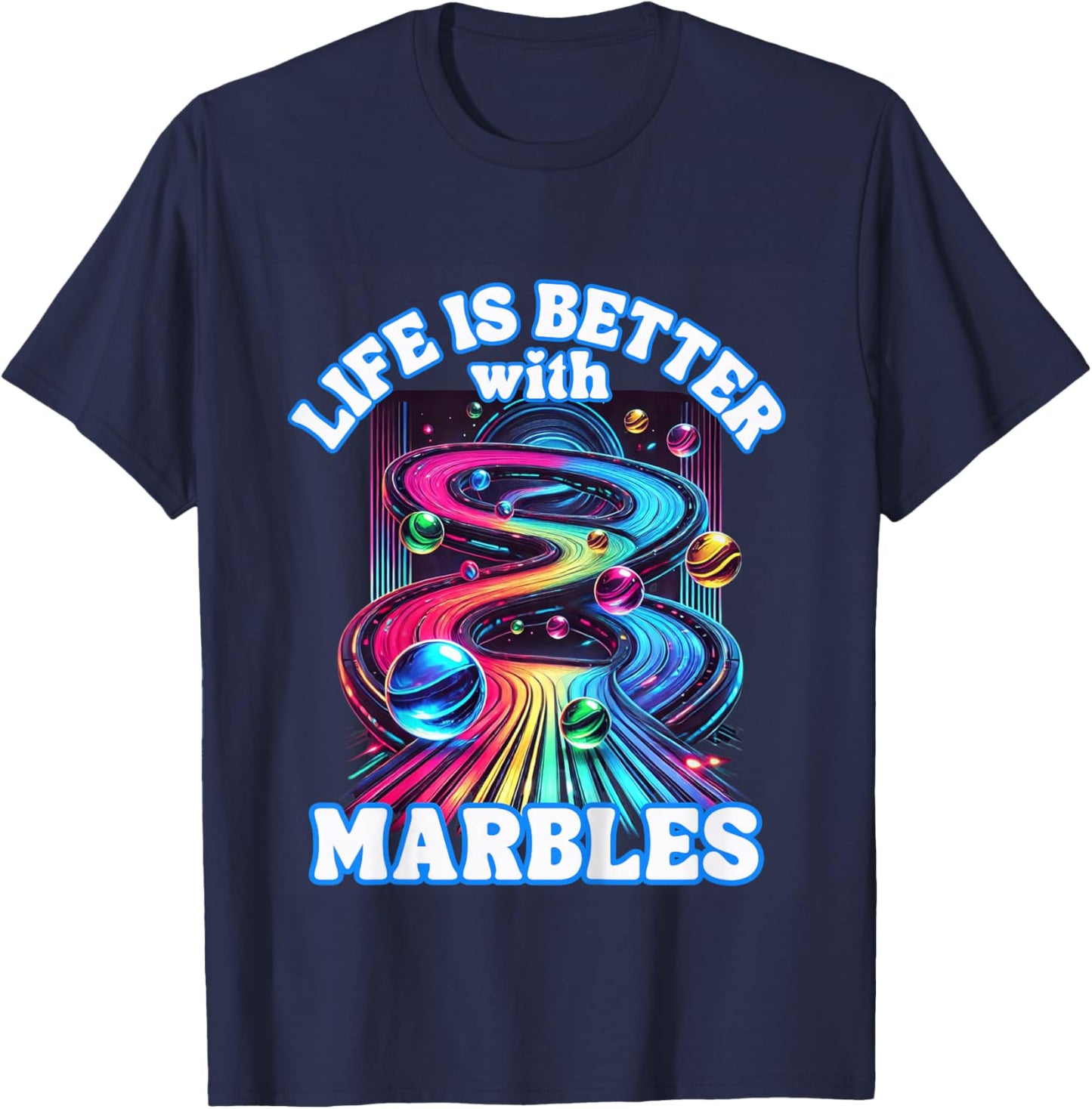 Marble Racing Track Marble Race Game Playing Marbles Expert T-Shirt - T-Shirt | Navy