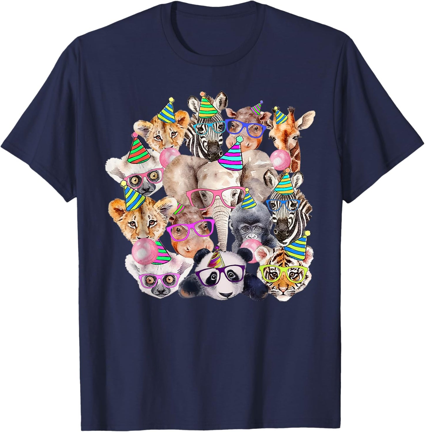 Zoo Animals Wildlife Birthday Party Zoo Day Animals T-Shirt - T-Shirt | Navy