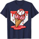 Baseball Ice Cream Drip Baseball Strawberry for Youth Red T-Shirt - T-Shirt | Navy