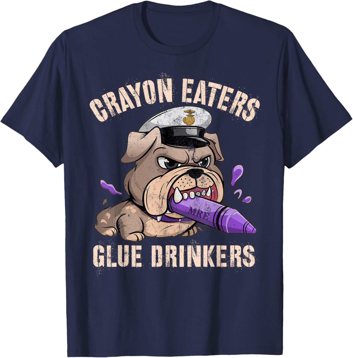 Funny Crayon Eaters Glue Drinkers Since 1775 Military IYKYK T-Shirt - T-Shirt | Navy