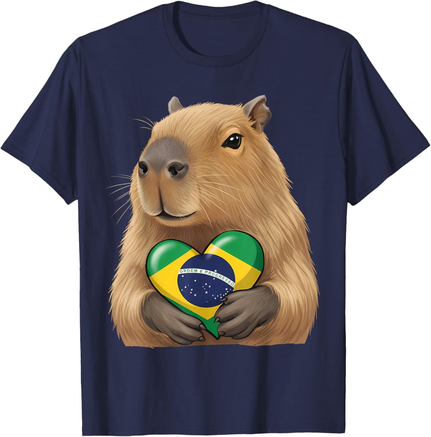 Brazil Flag Brazilian Capybara Roots Brasilian Pride Brasil T-Shirt - T-Shirt | Navy