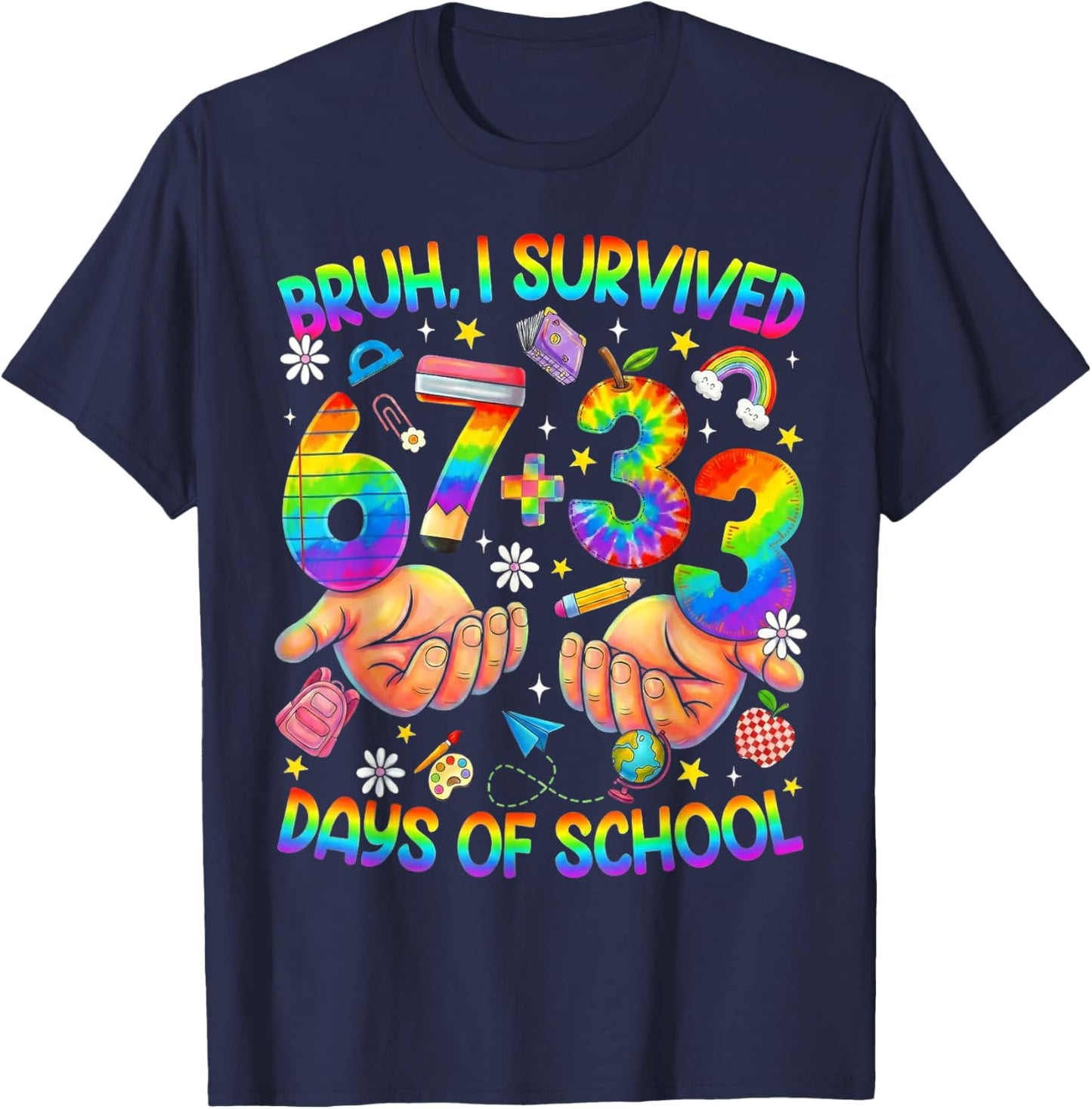 Bruh Its My 67 33 Days of School Funny Boys Kids 100th Day T-Shirt - T-Shirt | Navy