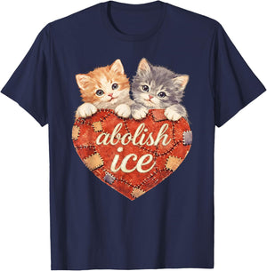 Abolish ICE No Ice Cute Cat Valentine Men Women T-Shirt - T-Shirt | Navy