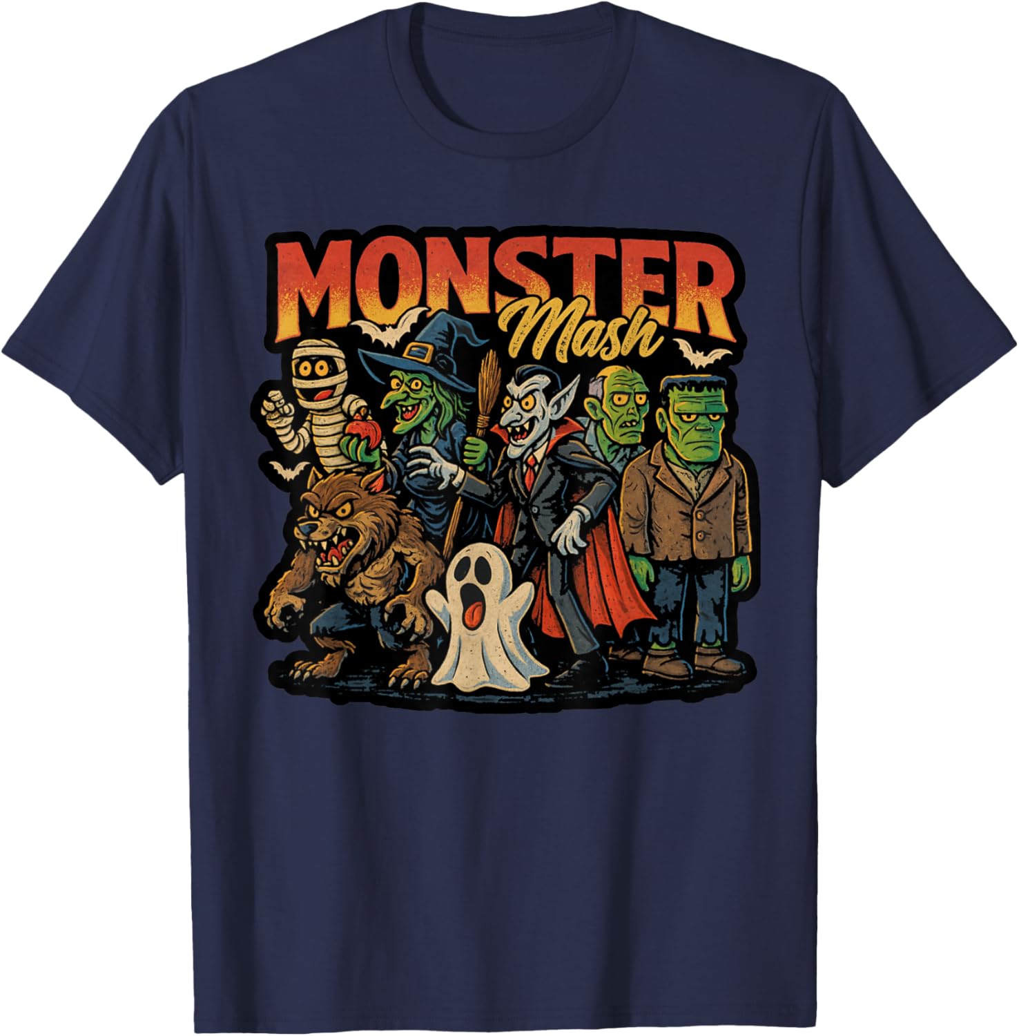 Retro Scary Monster Mash-Inspired T-Shirt - T-Shirt | Navy