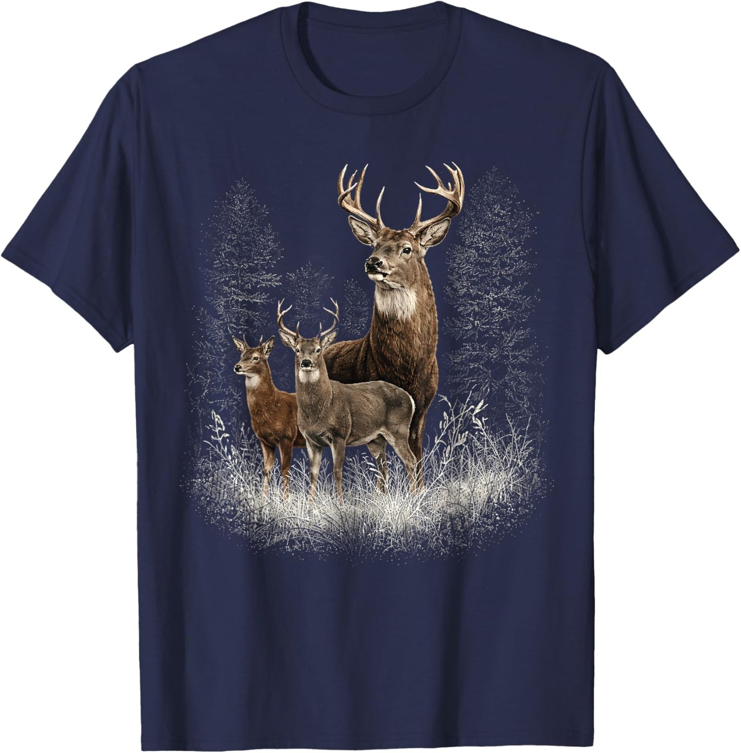 Deer Forest Nature Lover Vintage Deer Hunting Hunter T-Shirt - T-Shirt | Navy
