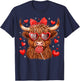 Highland Cow Heifer Western Valentine T-Shirt - T-Shirt | Navy