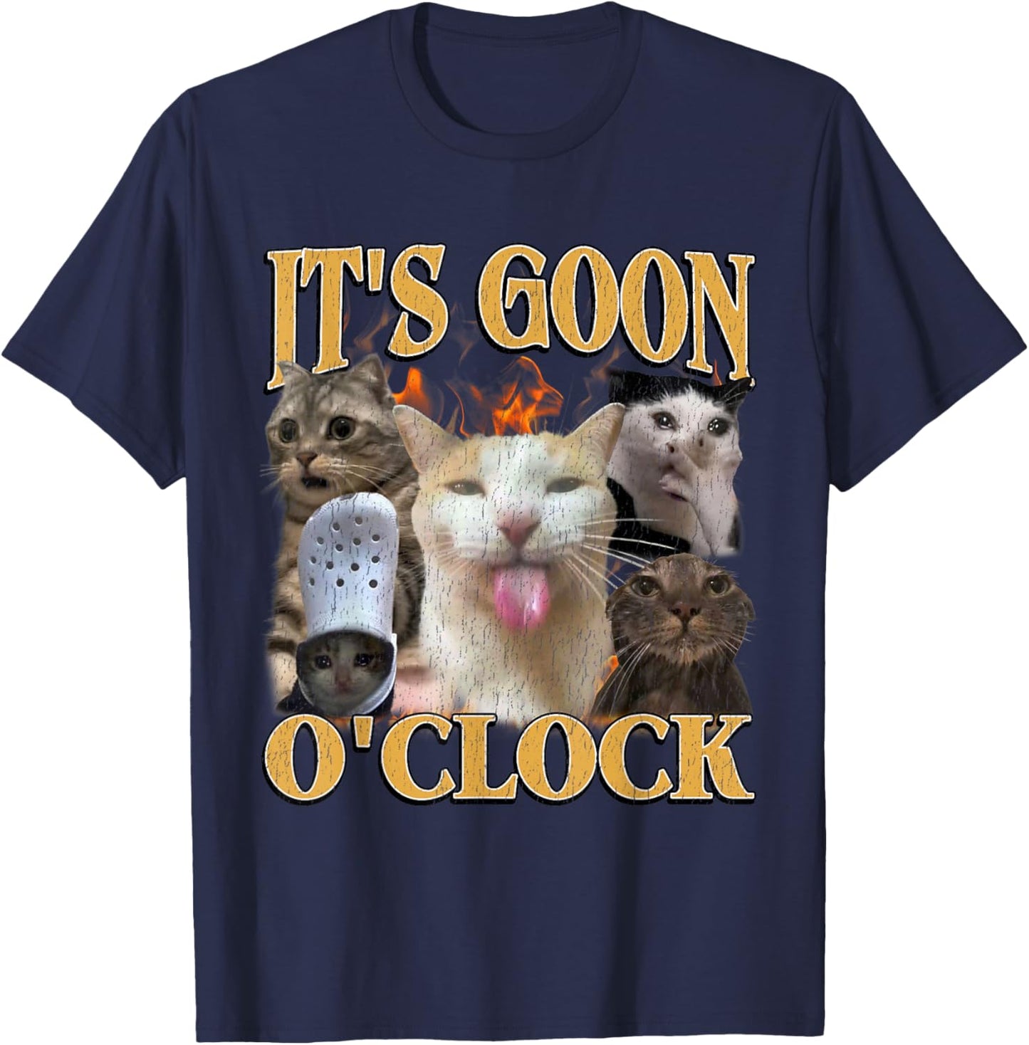 Gooning O'clock Funny Offensive Cat Meme Bootleg Men Women T-Shirt - T-Shirt | Navy