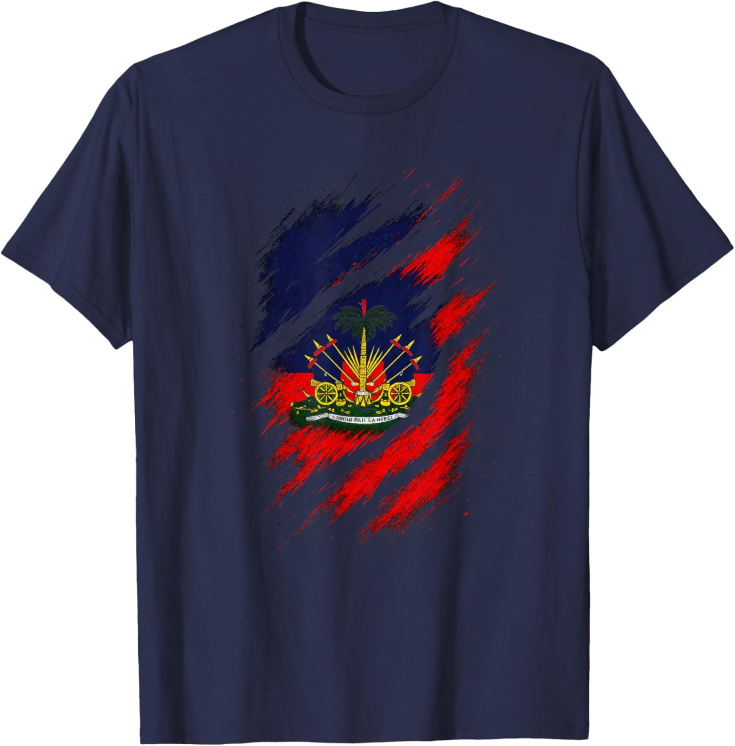 Proud Haitian Heritage - Haiti Flag Art T-Shirt - T-Shirt | Navy