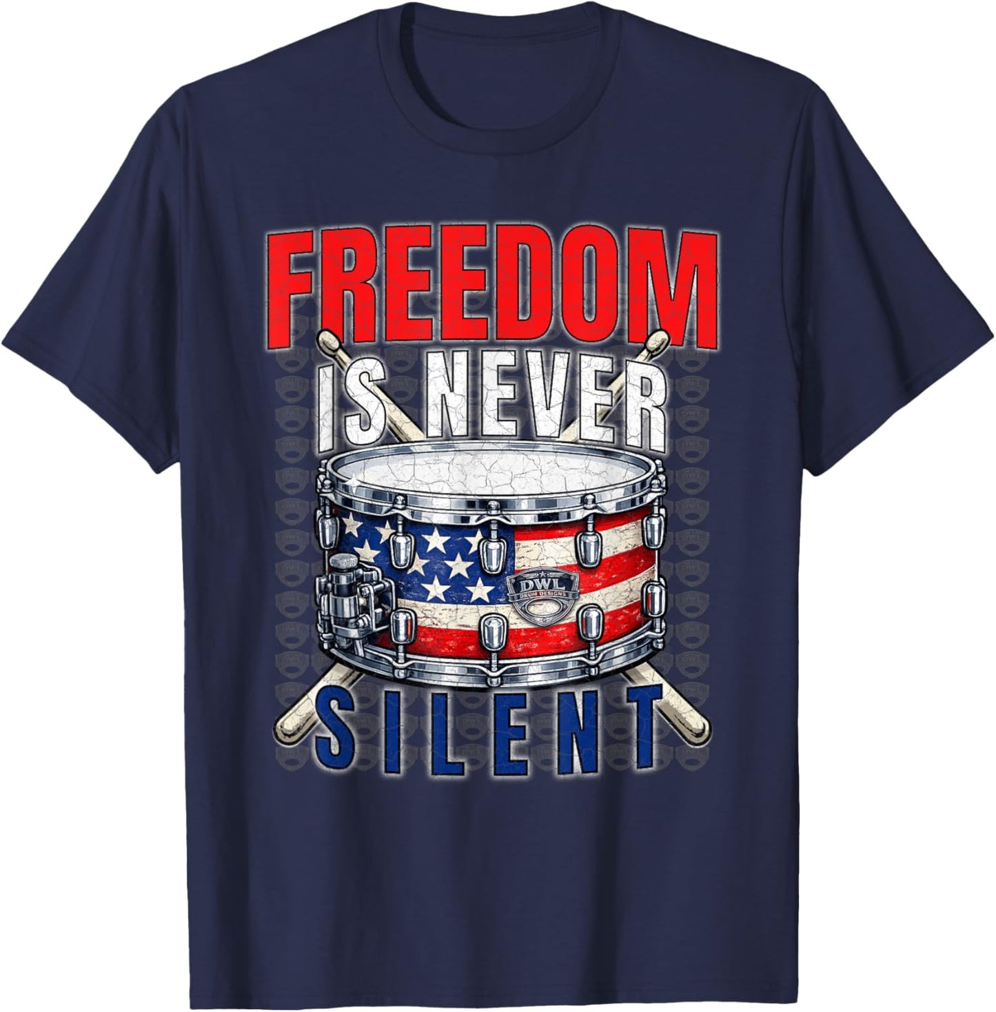 Patriotic Drummer USA Snare Drum American Flag Gift Design T-Shirt - T-Shirt | Navy