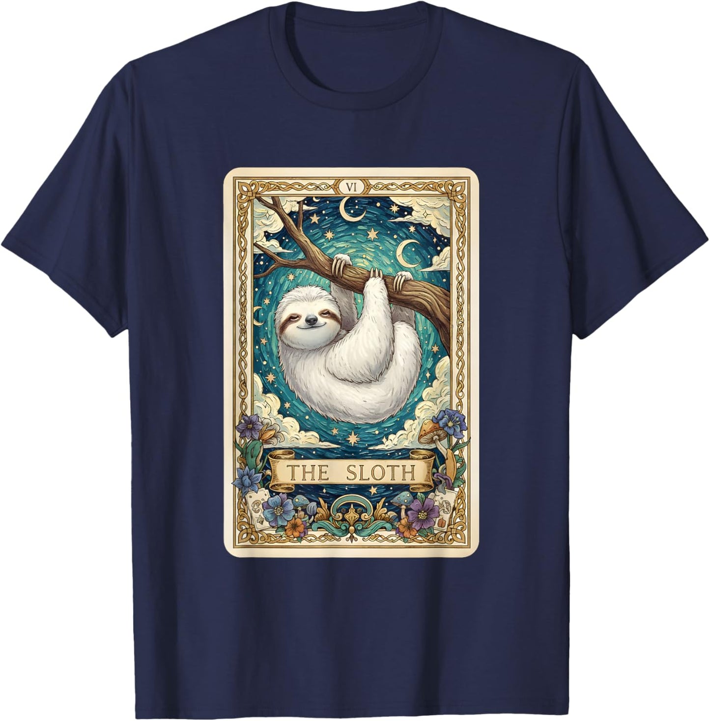 Sloth Tarot Card Funny Mystical Sloth Lover Men T-Shirt - T-Shirt | Navy