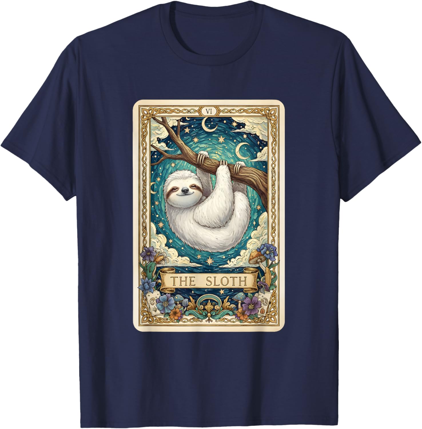 Sloth Tarot Card Funny Mystical Sloth Lover Men T-Shirt - T-Shirt | Navy