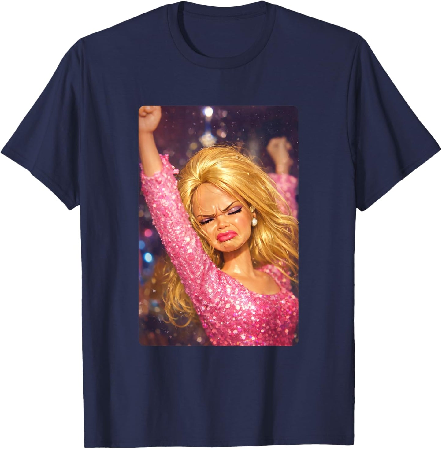 Funny Doll Face Meme Hilarious Doll Dance Night Club Disco T-Shirt - T-Shirt | Navy