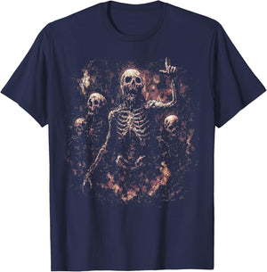 Zombie Skeleton Undead Gothic Horror Grave Alternative Goth T-Shirt - T-Shirt | Navy