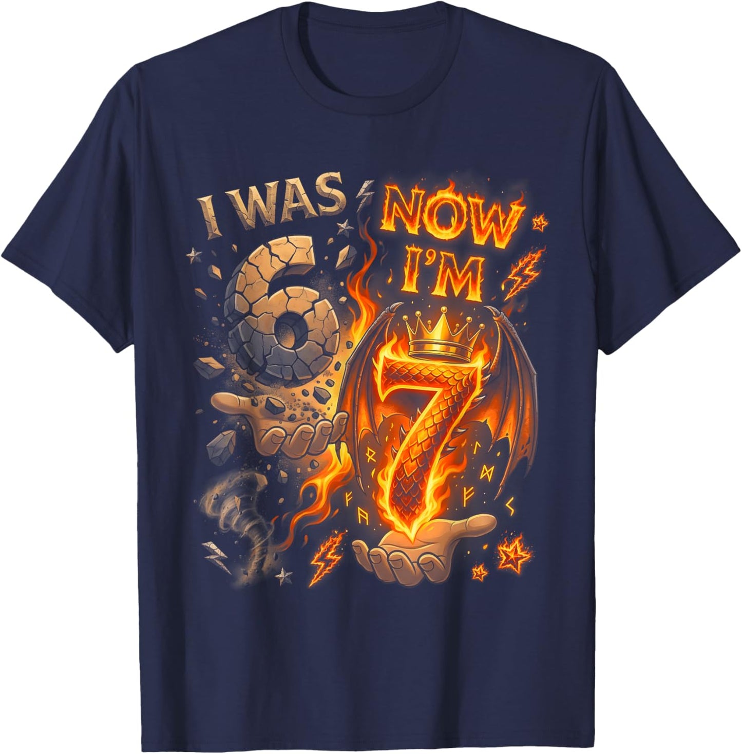 I was 6 Now I'm 7 7th Birthday 6 7 Birthday Boys T-Shirt - T-Shirt | Navy
