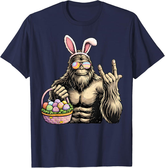 Funny Bigfoot Easter Egg Rock Sasquatch Easter Day T-Shirt - T-Shirt | Navy