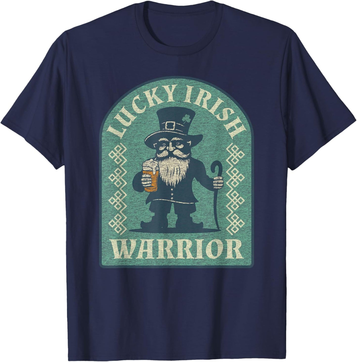 Funny Lucky Irish Warrior Vintage Graphic T-Shirt - T-Shirt | Navy
