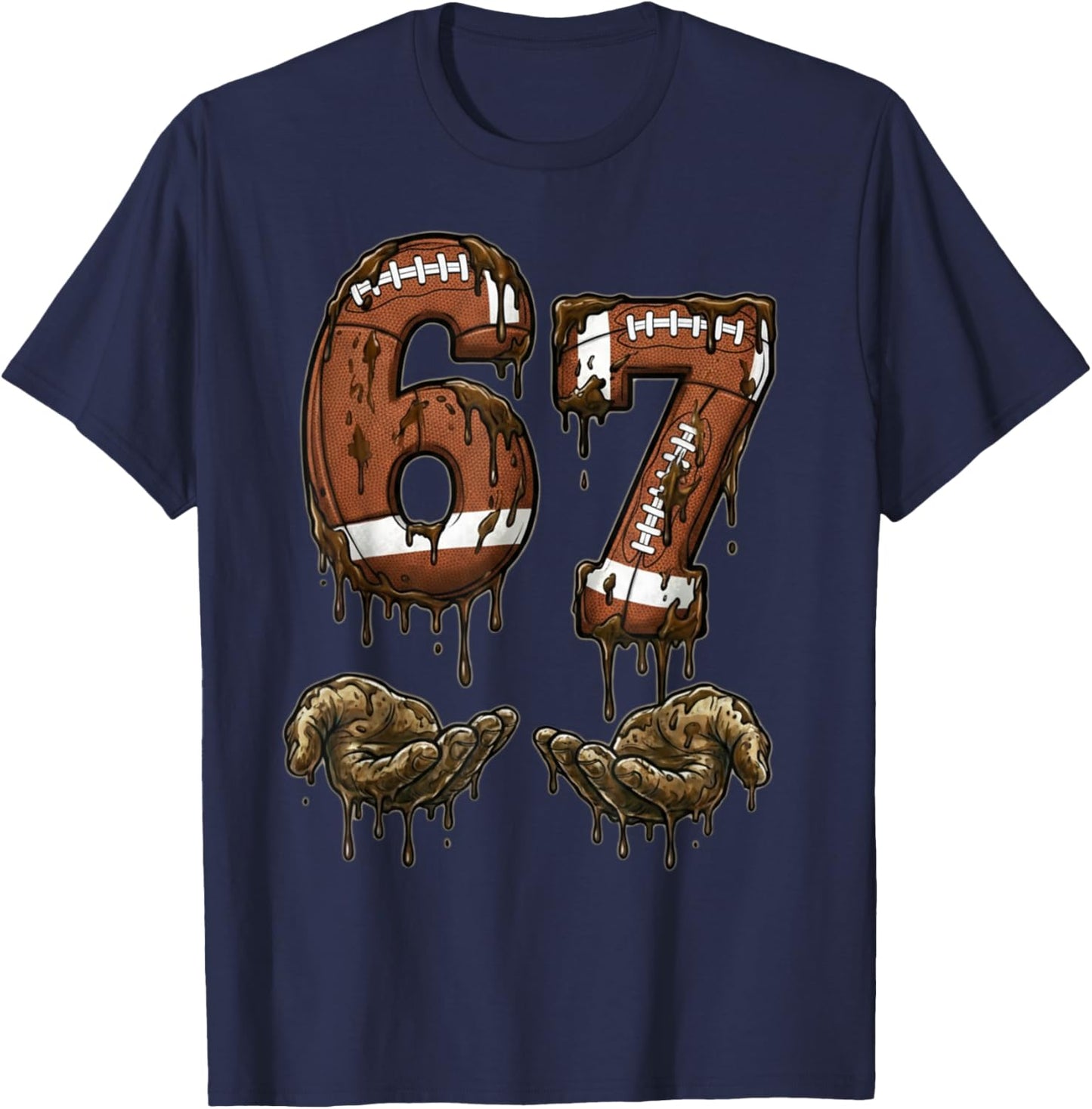Funny 6 7 Football Six Seven Football 67 Kids Men Women T-Shirt - T-Shirt | Navy