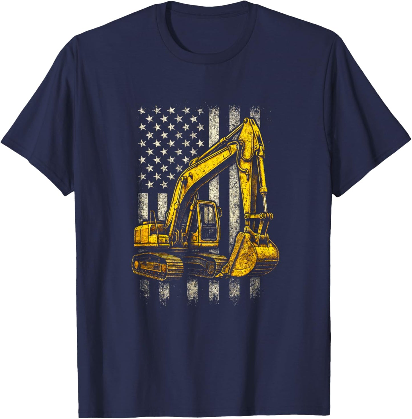 Excavator Flag - Funny Construction Operator T-Shirt - T-Shirt | Navy