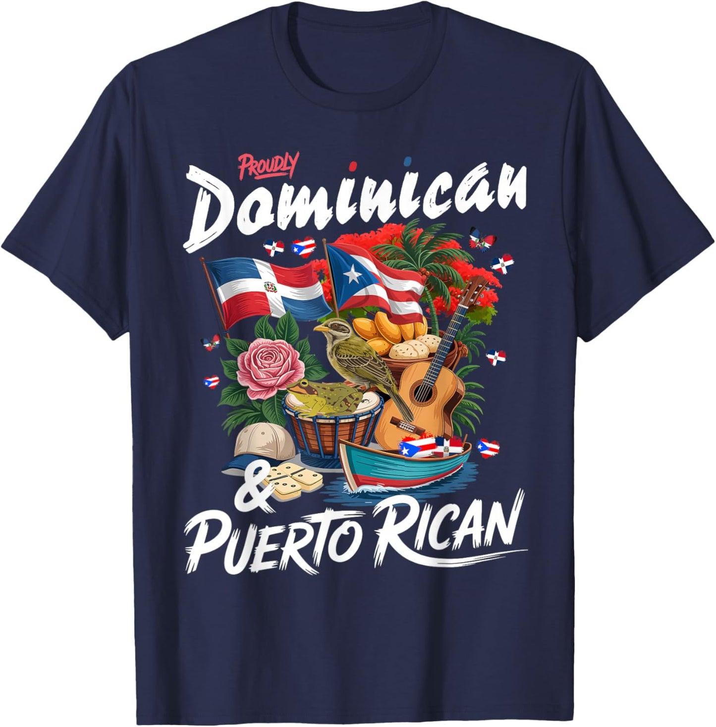 Puerto Rican & Dominican Flag Idea for Kids Dominican Roots T-Shirt - T-Shirt | Navy