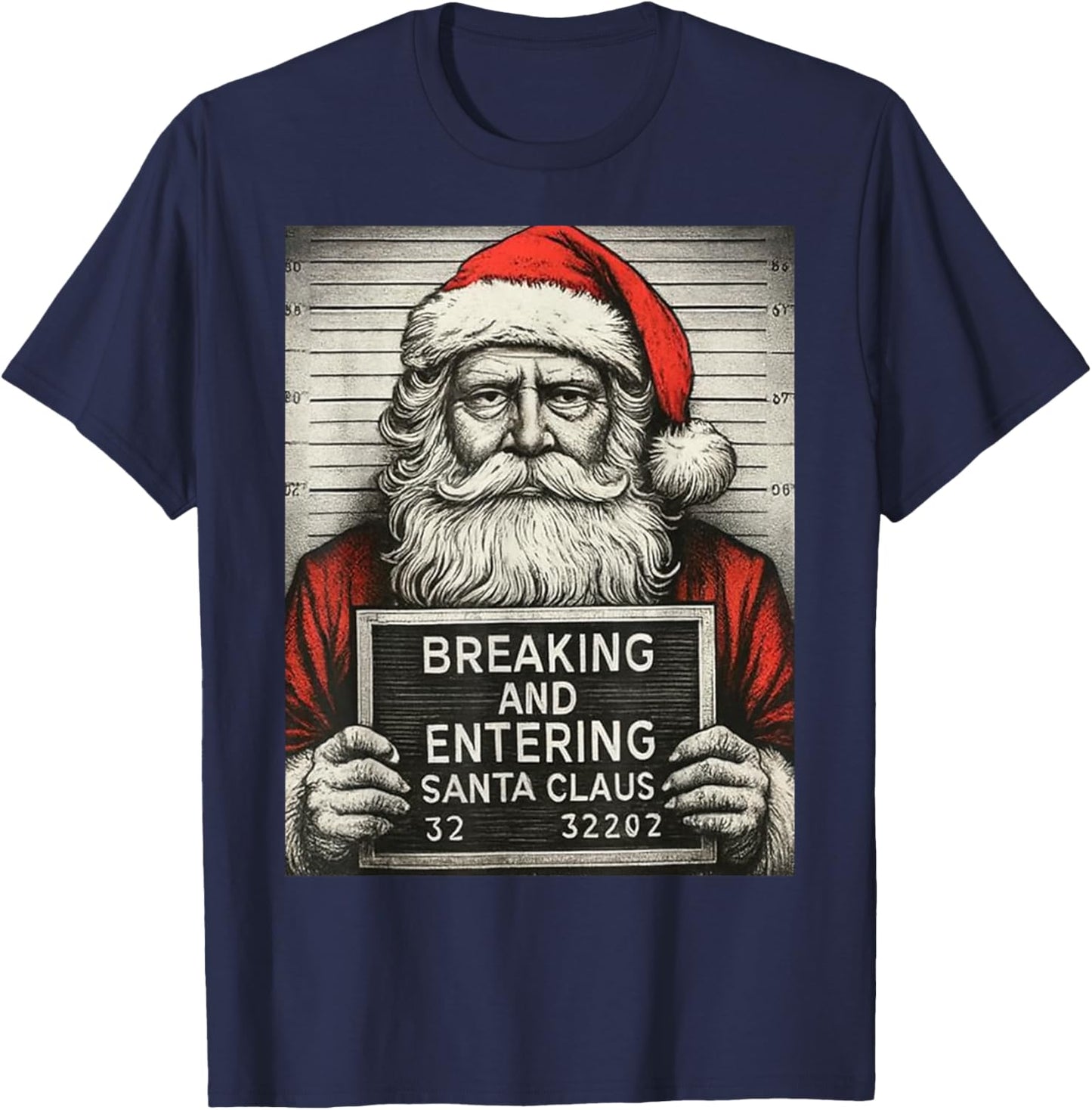 Santa Christmas – Santa Claus Mugshot T-Shirt - T-Shirt | Navy
