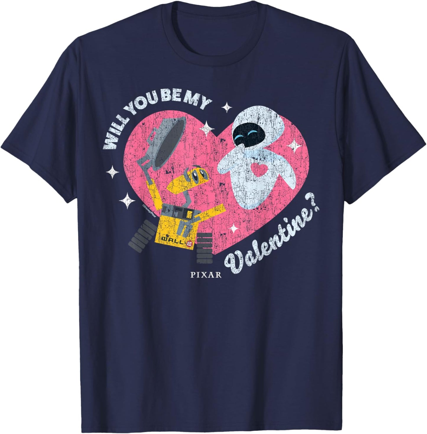 Disney Pixar Wall-E Eve Valentine Heart T-Shirt - T-Shirt | Navy