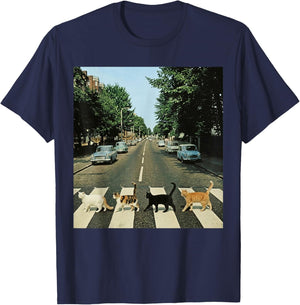 Road to Abbey Cats Parody Funny Cat Mom Cat Lover T-Shirt - T-Shirt | Navy