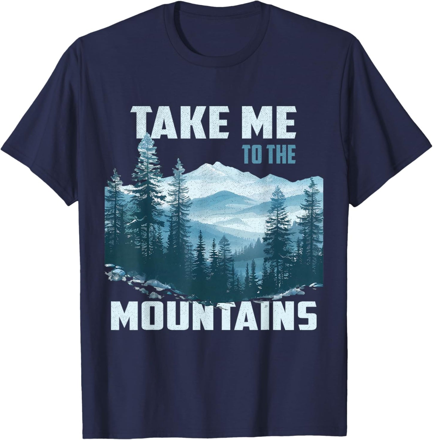 Take Me to The Mountains Misty Forest T-Shirt - T-Shirt | Navy