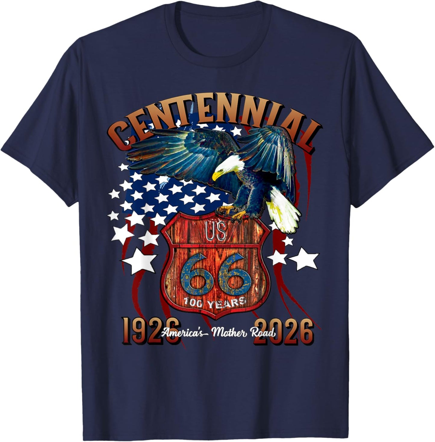 US HWY 66 Centennial America's Main Street 1926-2026 T-Shirt - T-Shirt | Navy