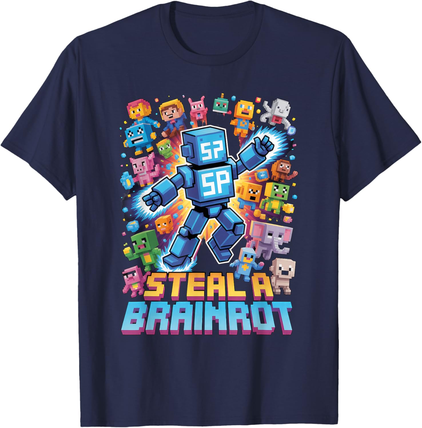 Six Seven 67 Steal a Brainrot Meme Funny Gifts for Kids Boys T-Shirt - T-Shirt | Navy