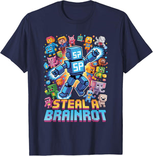 Six Seven 67 Steal a Brainrot Meme Funny Gifts for Kids Boys T-Shirt - T-Shirt | Navy