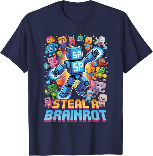 Six Seven 67 Steal a Brainrot Meme Funny Gifts for Kids Boys T-Shirt - T-Shirt | Navy