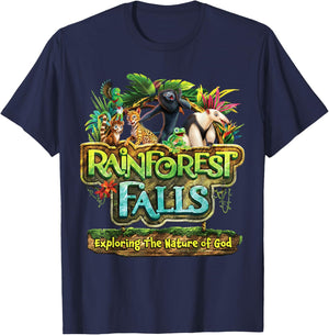 Rainforest Falls VBS 2026 Exploring The Nature of God Kids T-Shirt - T-Shirt | Navy