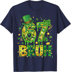 Six Seven Bruh St Patricks Day Boys Kids 67 St Paddys Day T-Shirt - T-Shirt | Navy