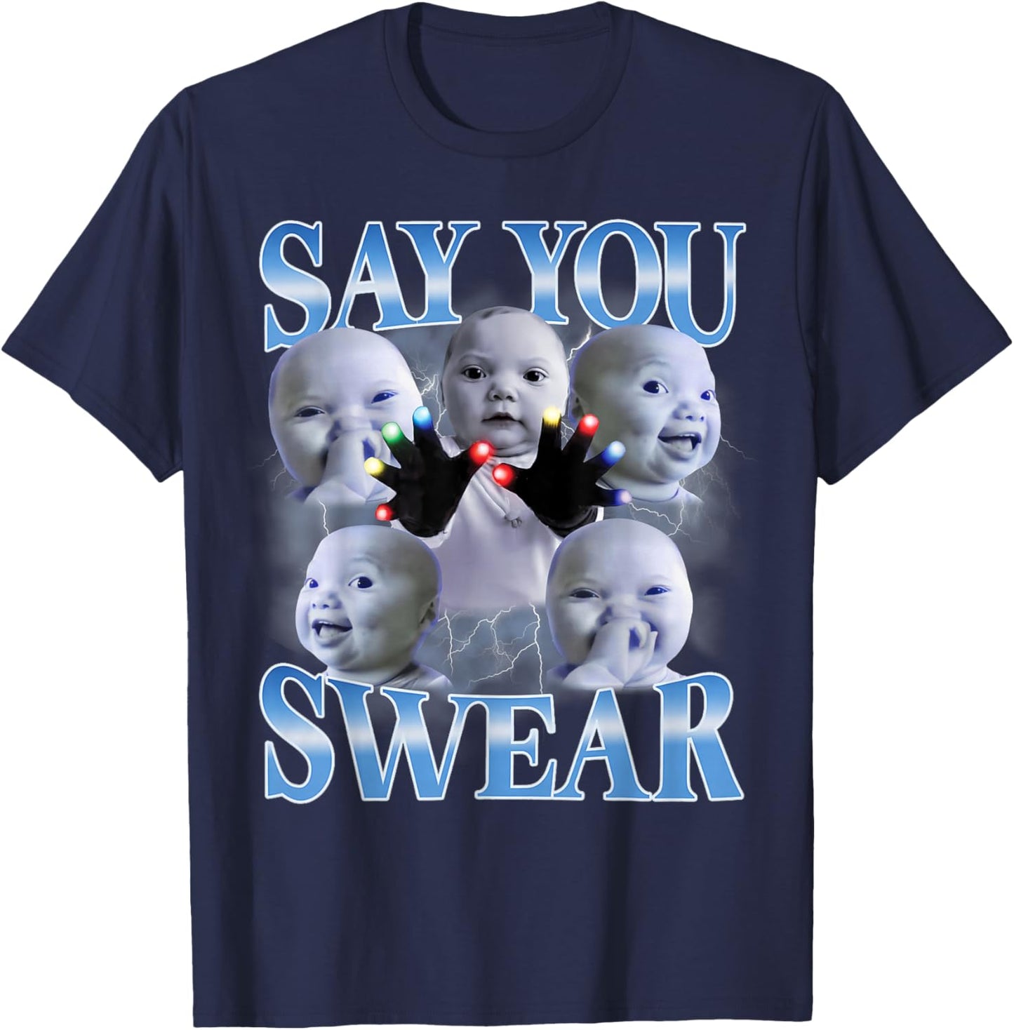 Say You Swear Ai Niche Baby Holding Back Laugh Genz T-Shirt - T-Shirt | Navy