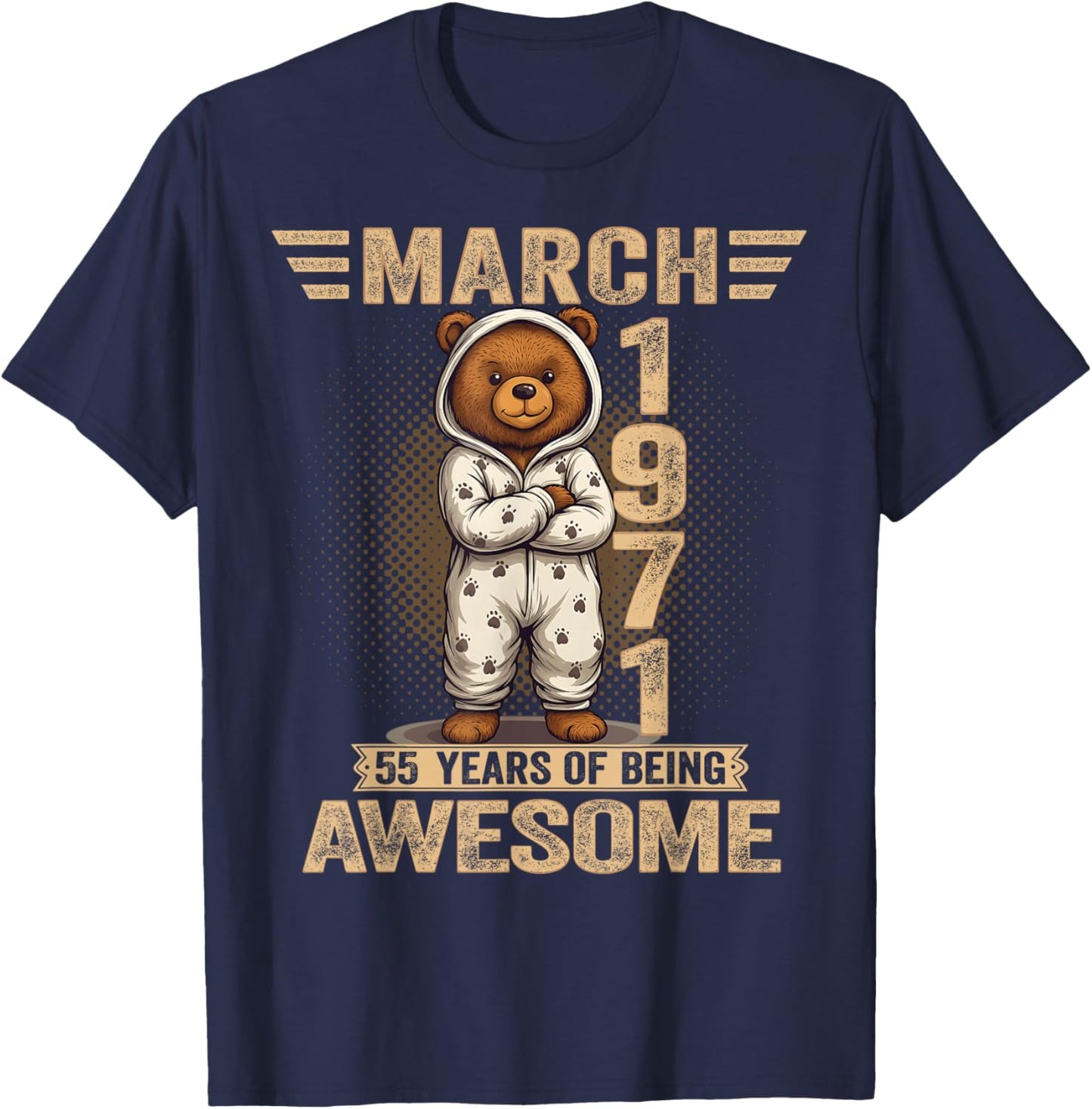55 Year Old March 1971 Teddy Bear 55th Birthday Women T-Shirt - T-Shirt | Navy
