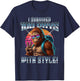 Retro I Survived 100 Days of School Bigfoot Kids Teacher T-Shirt - T-Shirt | Navy