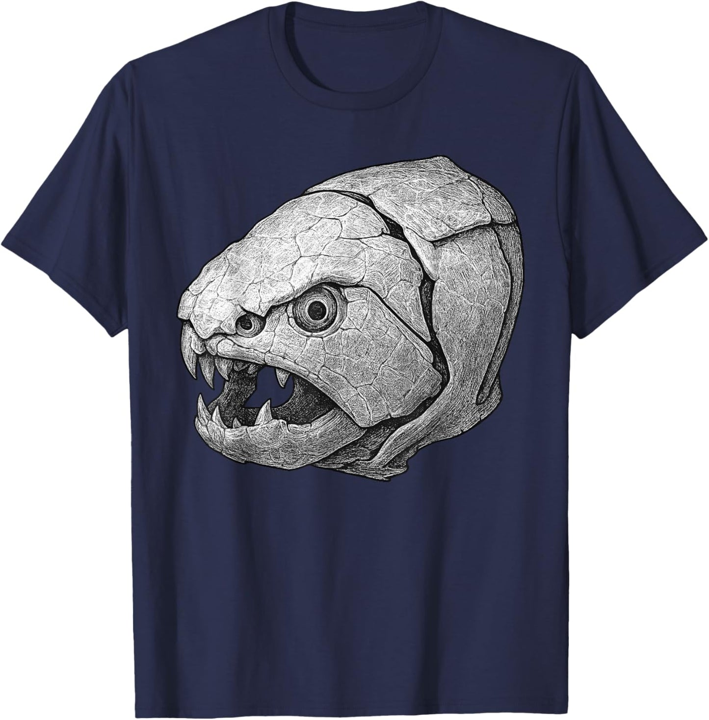 Dunkleosteus Fossil – Devonian Placoderm Fish Skull Art T-Shirt - T-Shirt | Navy