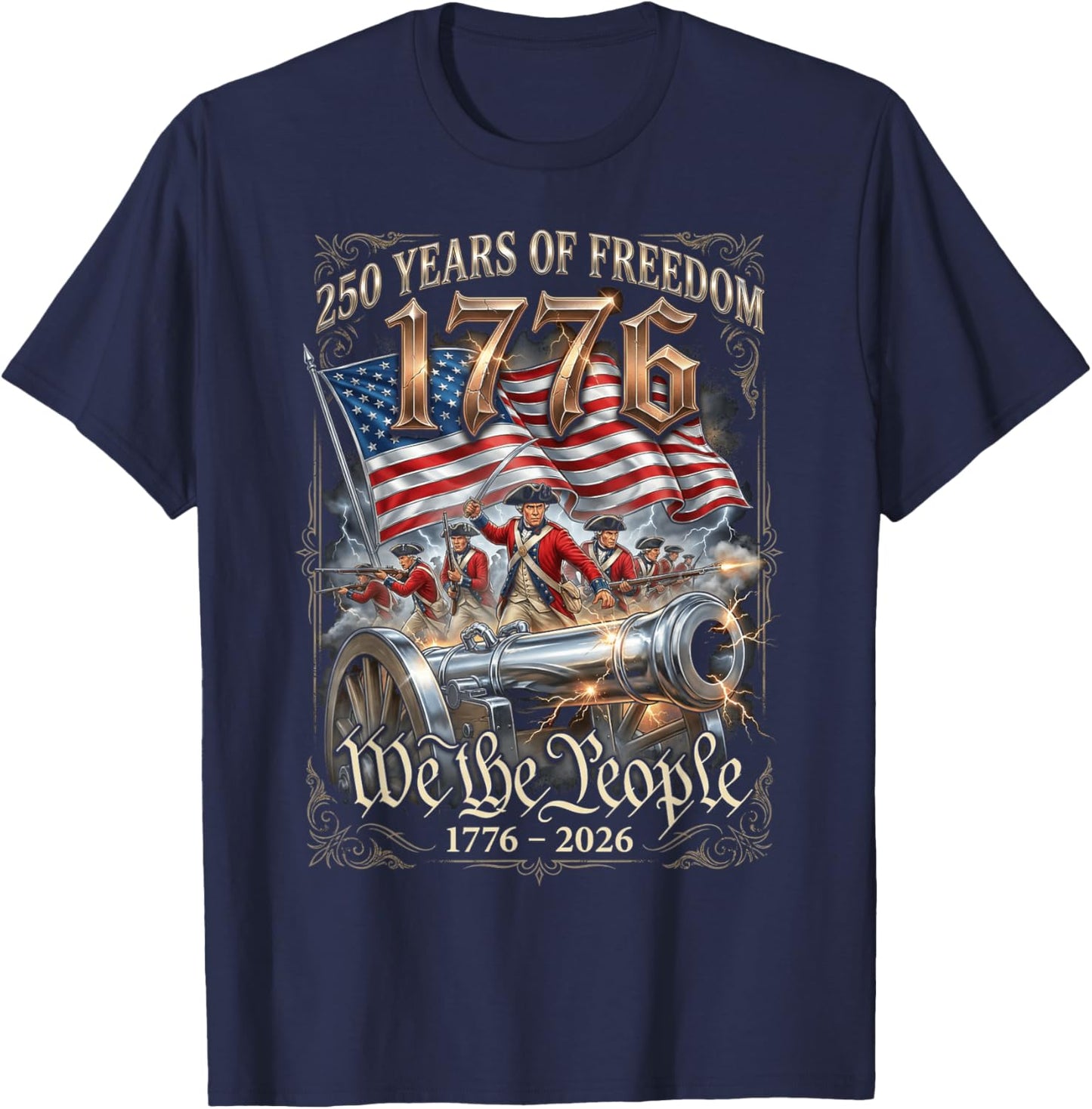 We The People American Patriot Revolution History Flag T-Shirt - T-Shirt | Navy
