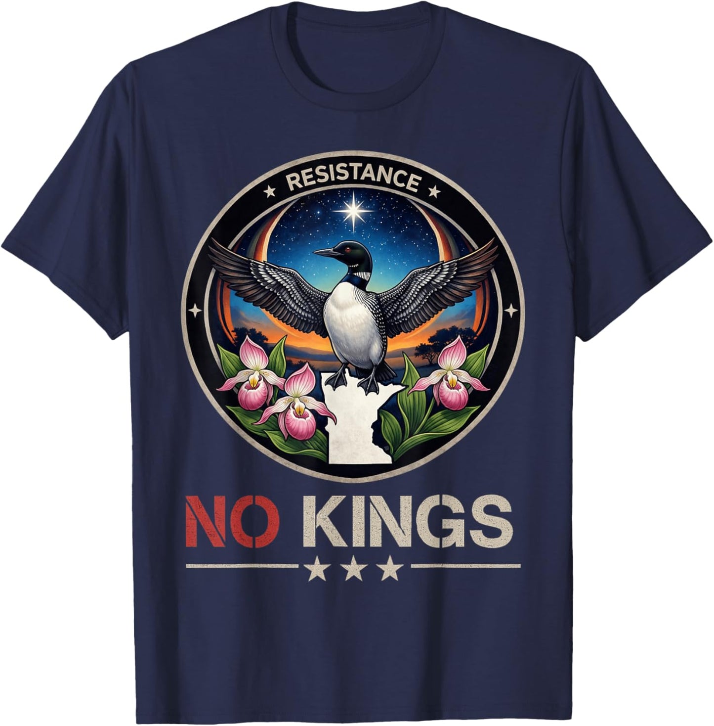 Minnesota MN Rebel Bird Resist No Kings Day Protest 2026 T-Shirt - T-Shirt | Navy