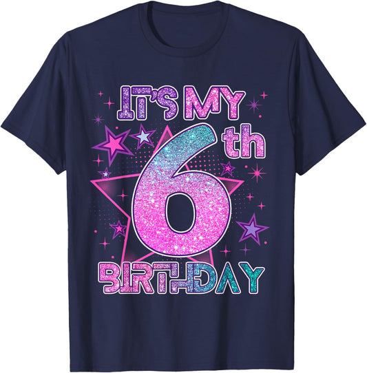 It’s My 6th Birthday K-pop Girl 6 Year Birthday Party Kids T-Shirt - T-Shirt | Navy