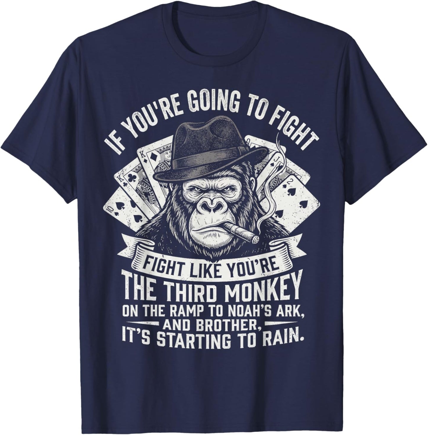 Third Monkey Noahs Ark Fight Gorilla Men T-Shirt - T-Shirt | Navy
