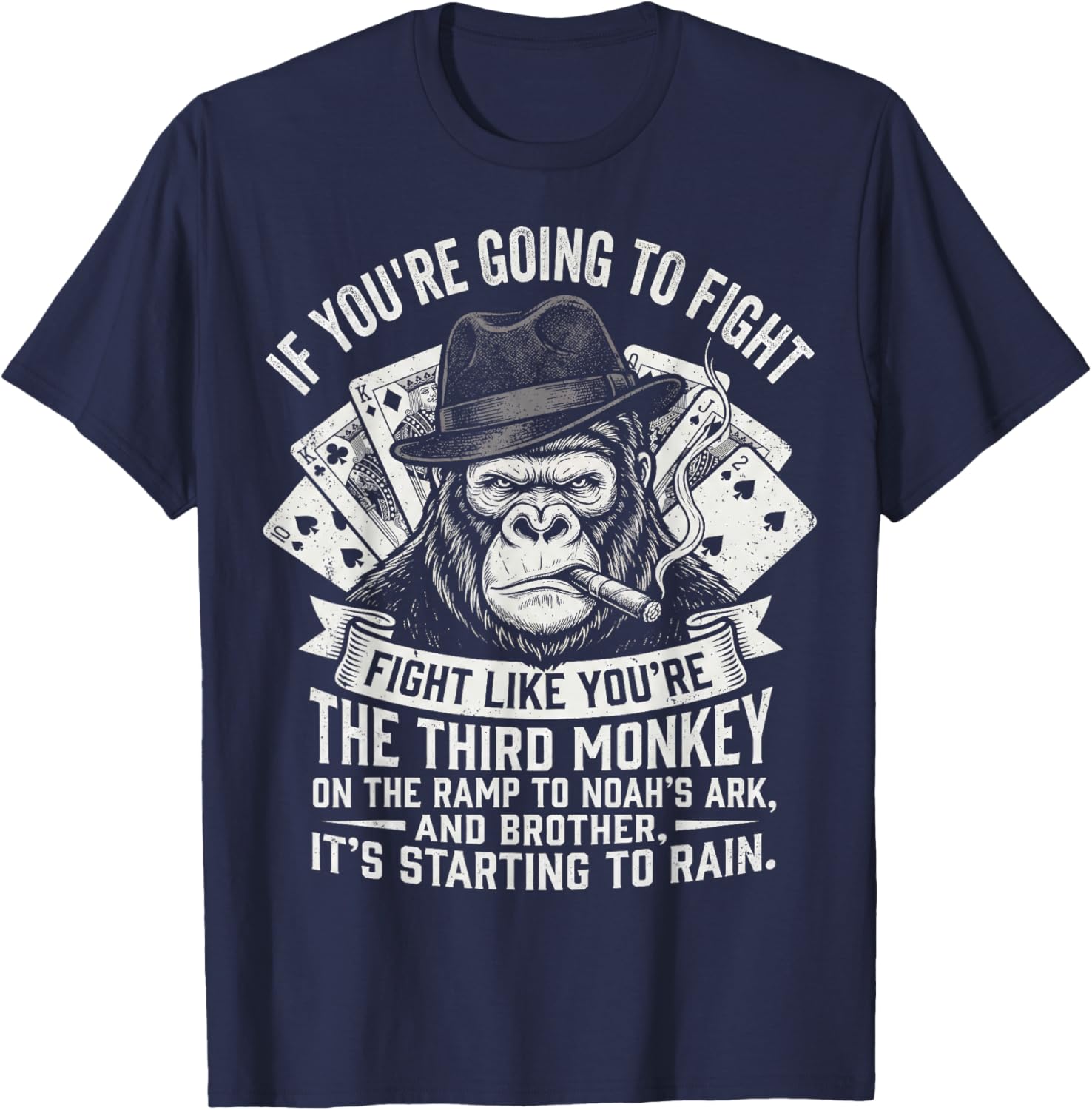 Third Monkey Noahs Ark Fight Gorilla Men T-Shirt - T-Shirt | Navy