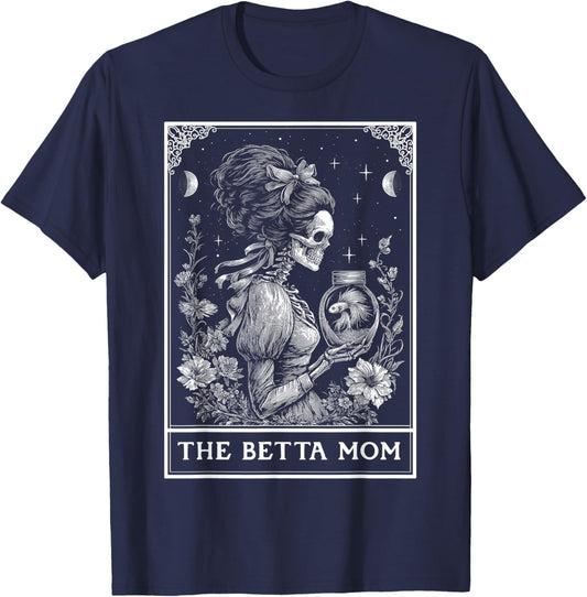 The Betta Mom Betta Fish Aquarium Aquarist Tarot Card Witchy T-Shirt - T-Shirt | Navy