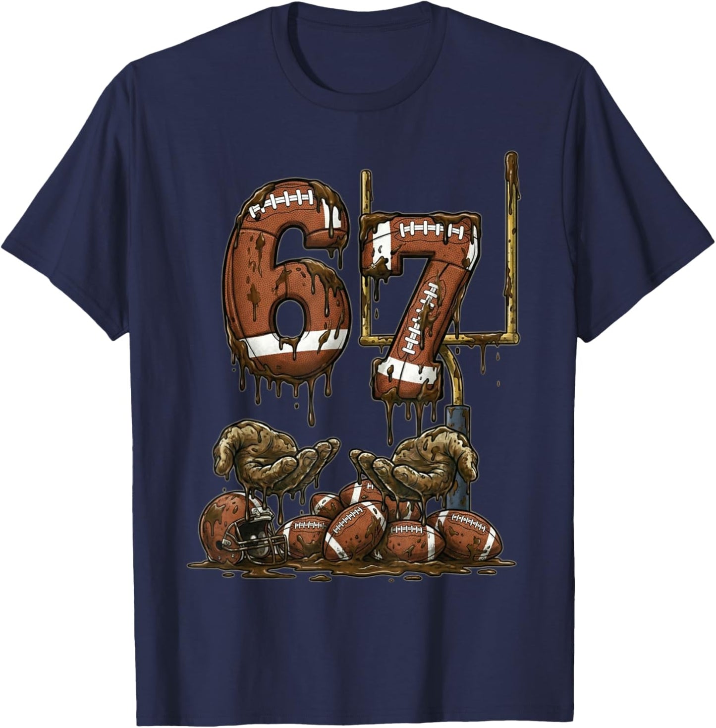 Funny 6 7 Football Six Seven Football 67 Kids Men Women T-Shirt - T-Shirt | Navy