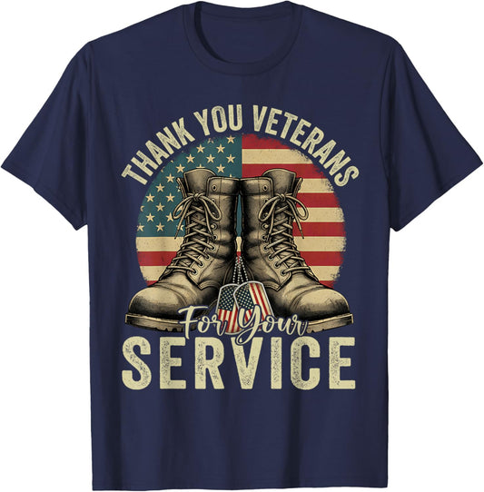Thank You Veterans for Your Service Veterans Day Men Women T-Shirt - T-Shirt | Navy