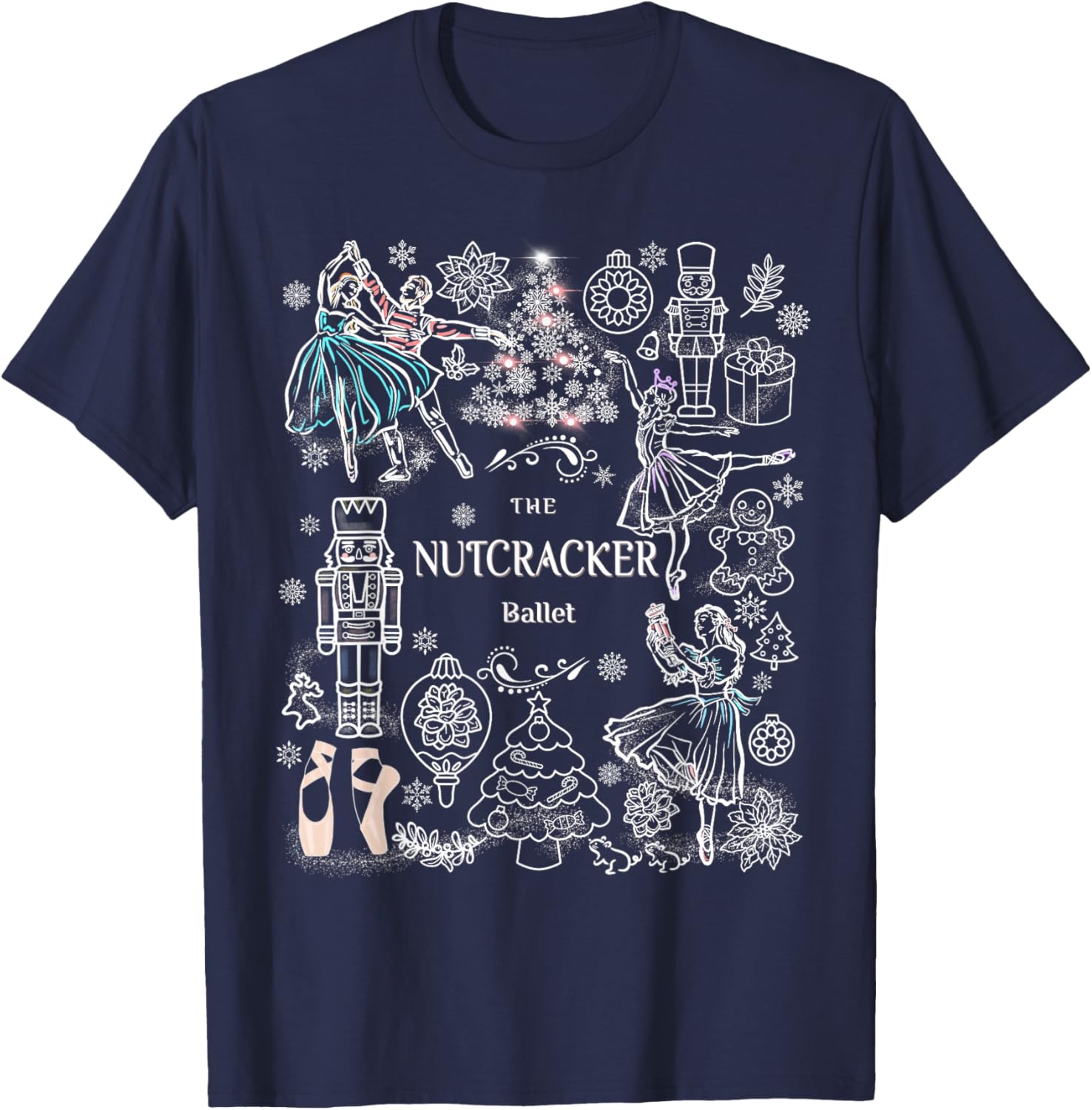 The Nutcracker Ballet Clara Christmas Tree Holiday Dance T-Shirt - T-Shirt | Navy