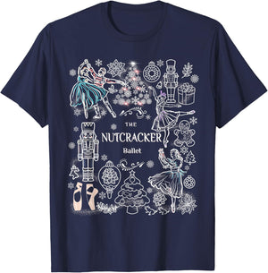 The Nutcracker Ballet Clara Christmas Tree Holiday Dance T-Shirt - T-Shirt | Navy