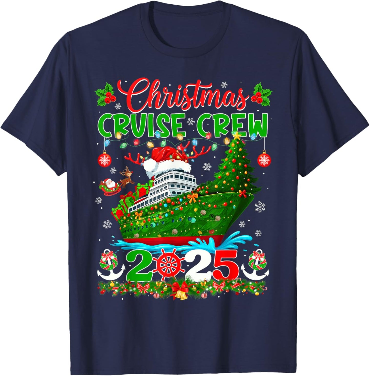 Matching Family Cruise Holiday Christmas Cruisin Crew 2025 T-Shirt - T-Shirt | Navy